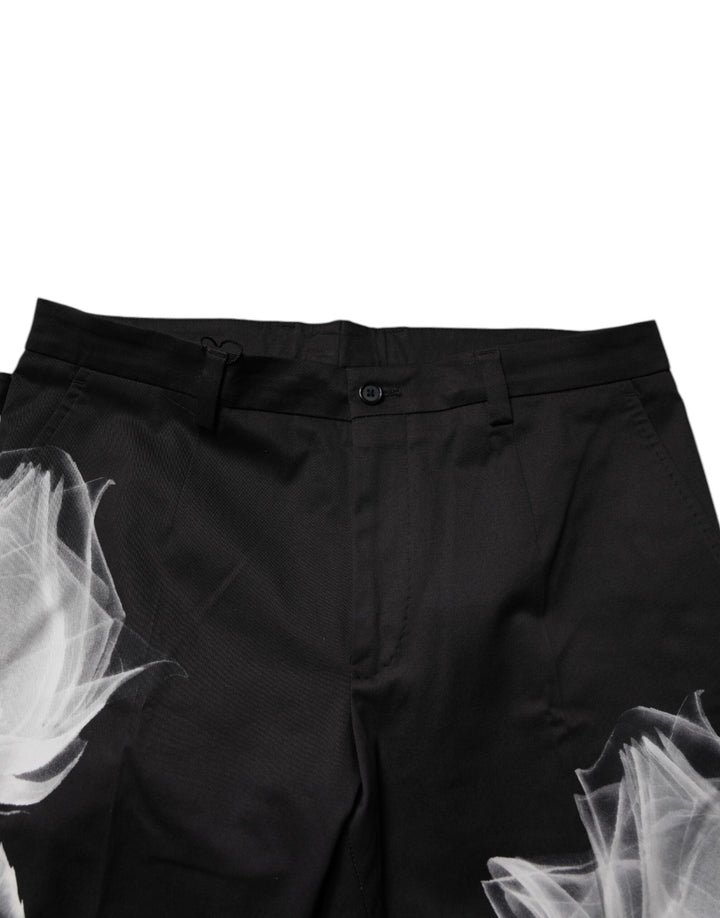 Men’s Dolce &amp; Gabbana Black Cotton Floral Skinny Dress Pants