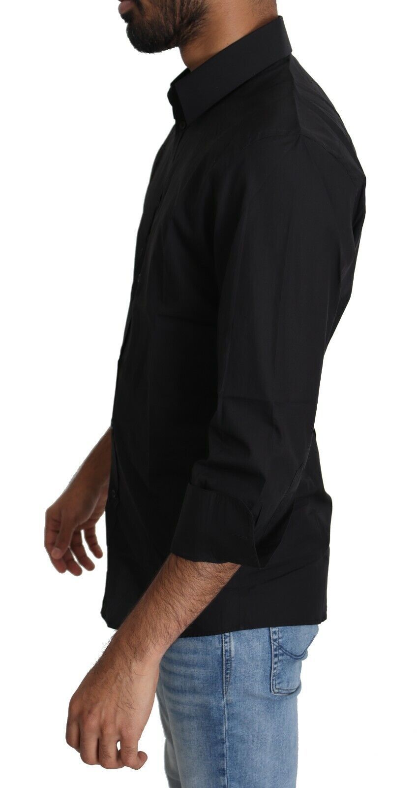 Men’s Dolce & Gabbana Black Cotton Formal Dress Men Top Shirt