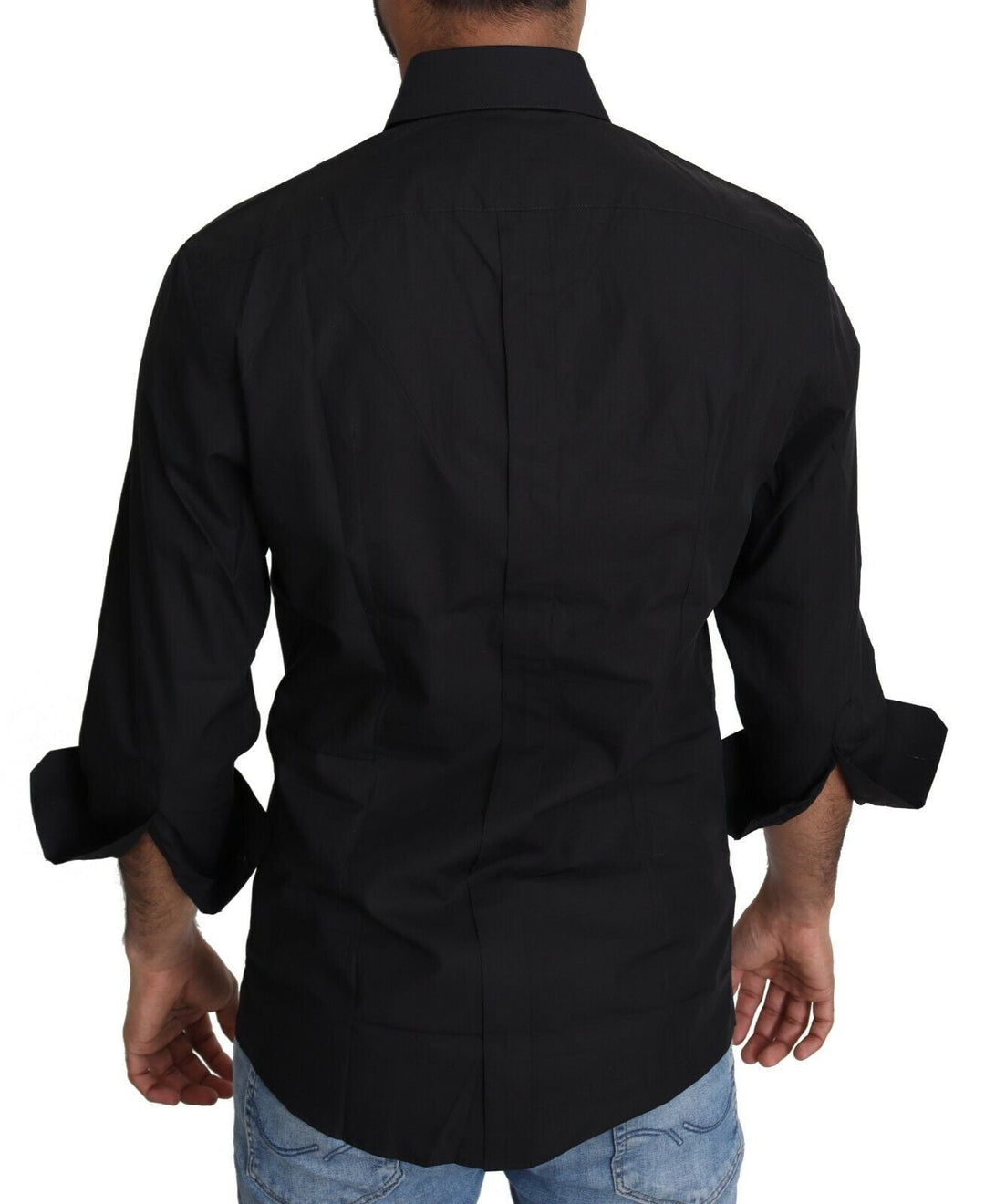 Men’s Dolce &amp; Gabbana Black Cotton Formal Dress Men Top Shirt
