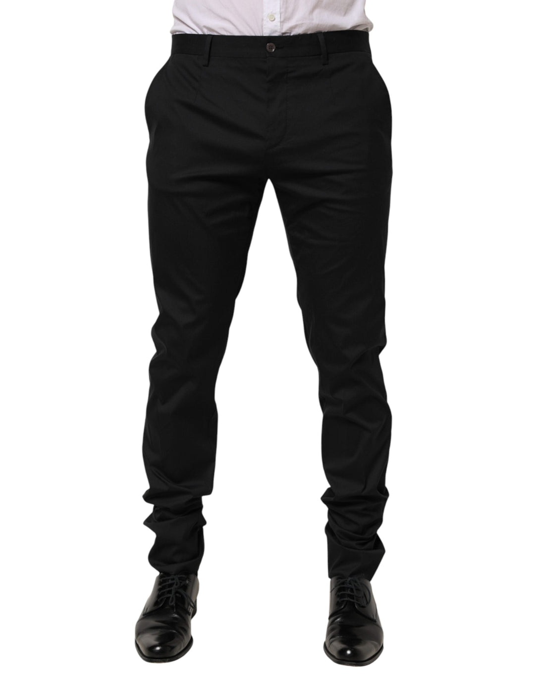 Men’s Dolce &amp; Gabbana Black Cotton Formal Dress Men Trouser Pants