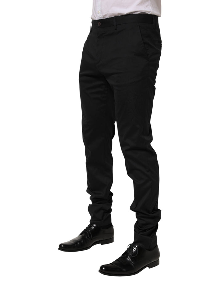 Men’s Dolce &amp; Gabbana Black Cotton Formal Dress Men Trouser Pants