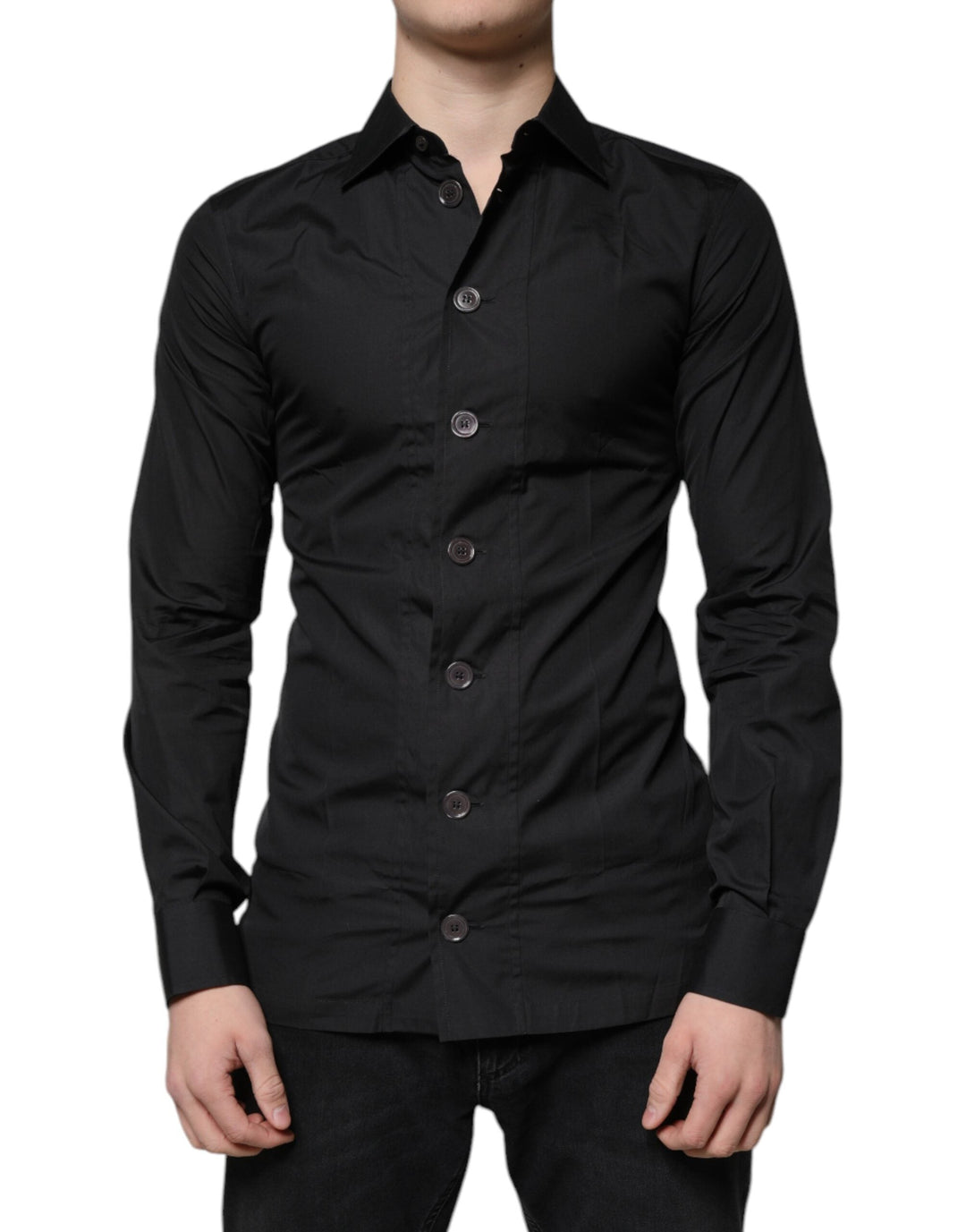Men’s Dolce &amp; Gabbana Black Cotton Formal Long Sleeves Dress Shirt
