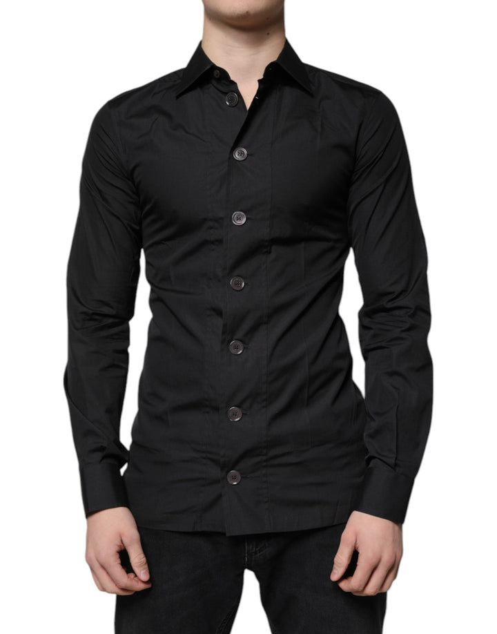 Dolce &amp; Gabbana Black Cotton Formal Long Sleeves Dress Shirt