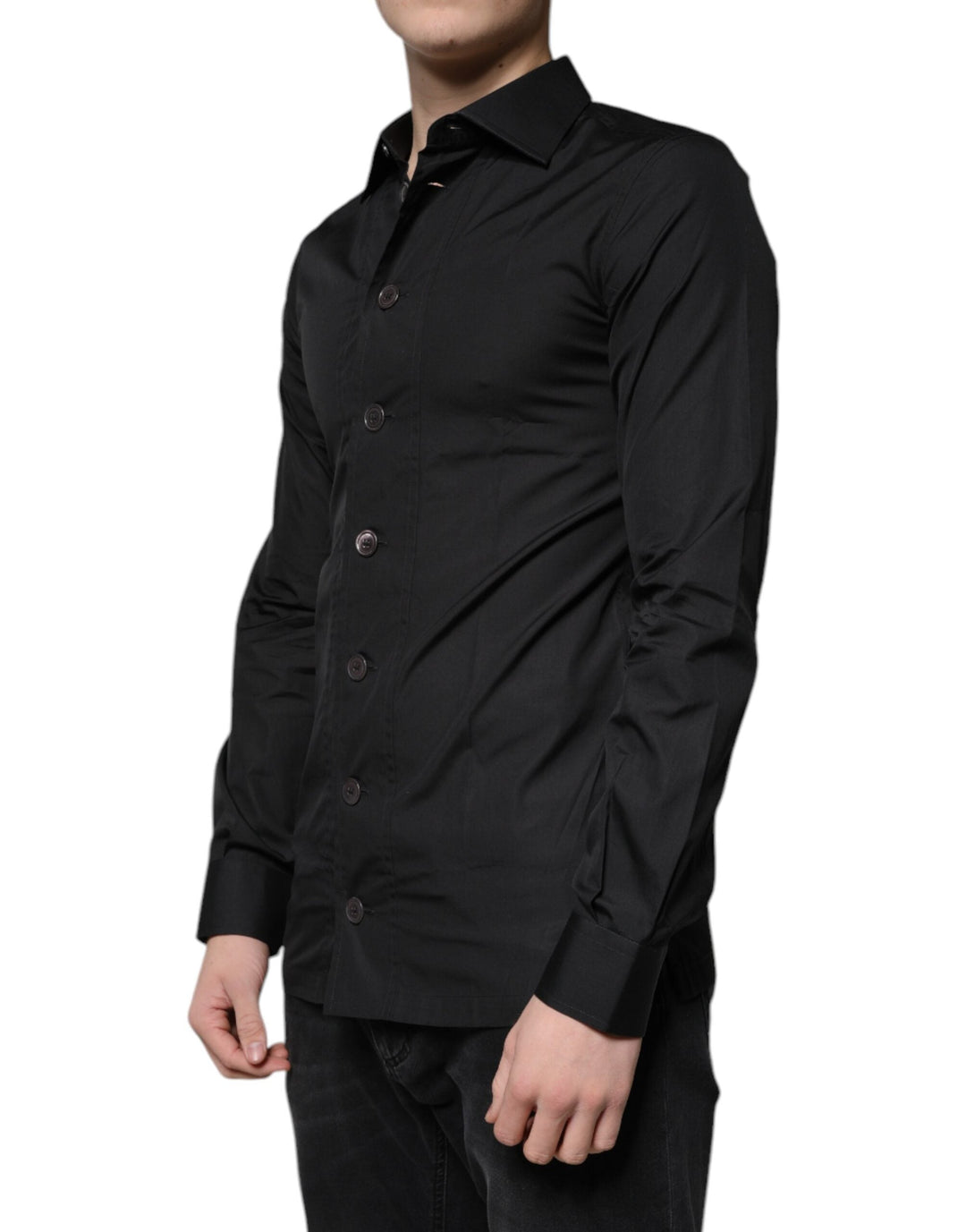 Men’s Dolce &amp; Gabbana Black Cotton Formal Long Sleeves Dress Shirt