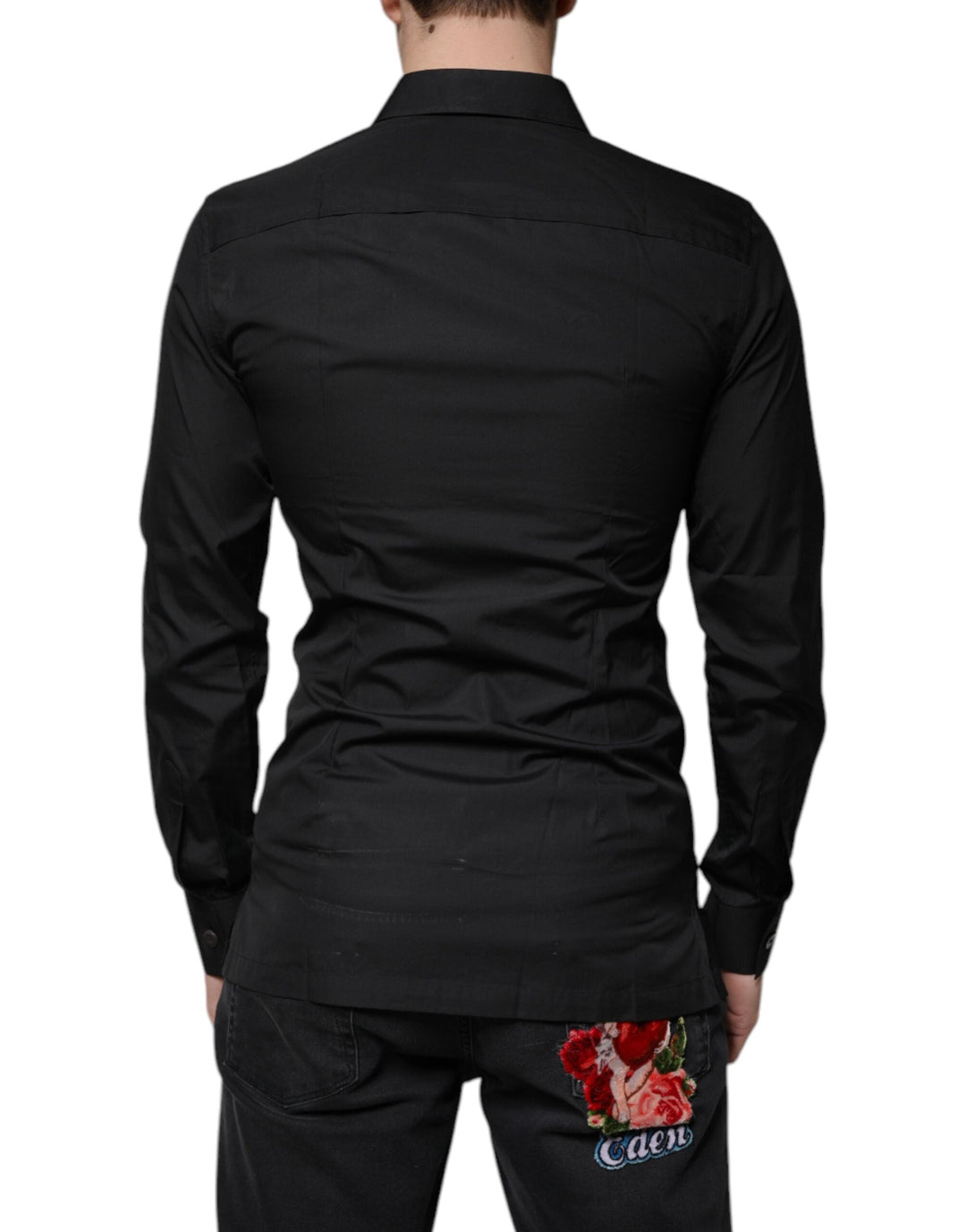 Dolce &amp; Gabbana Black Cotton Formal Long Sleeves Dress Shirt