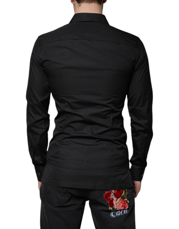 Dolce &amp; Gabbana Black Cotton Formal Long Sleeves Dress Shirt