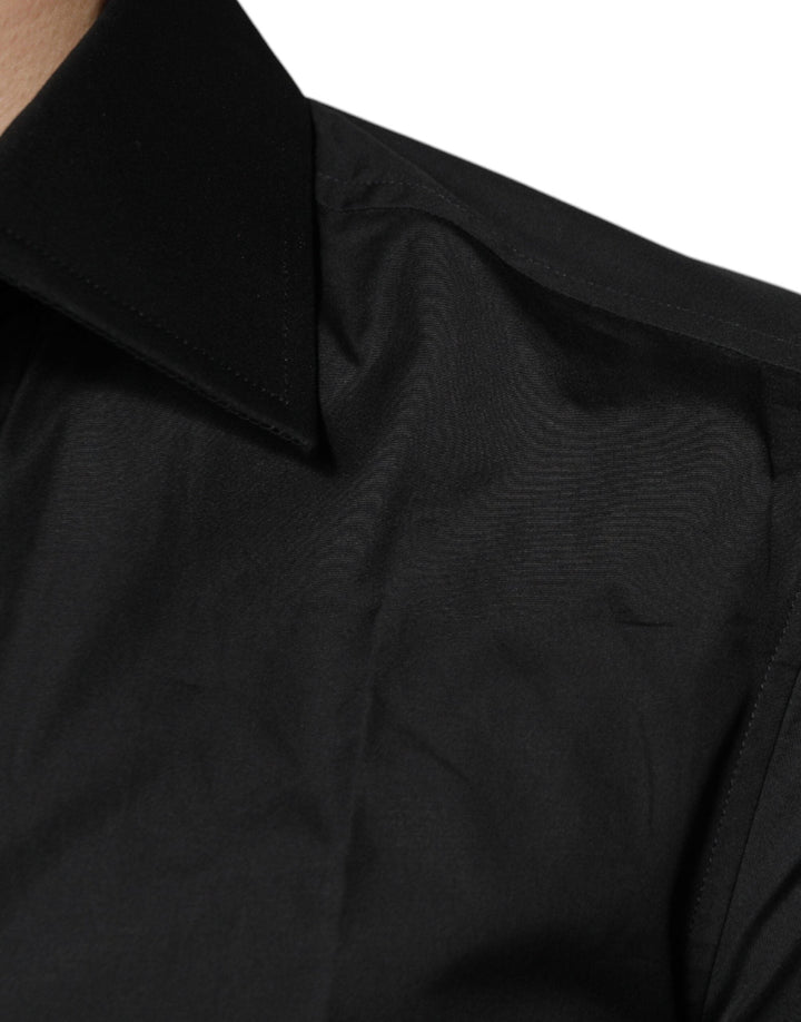 Dolce &amp; Gabbana Black Cotton Formal Long Sleeves Dress Shirt