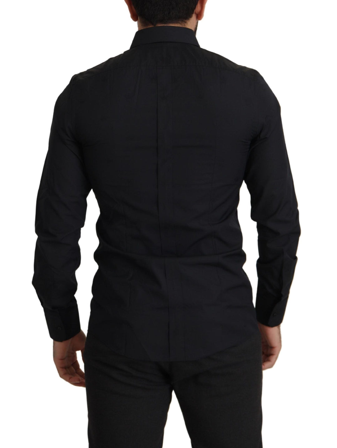 Men’s Dolce &amp; Gabbana Black Cotton Gold Slim Fit Dress Shirt