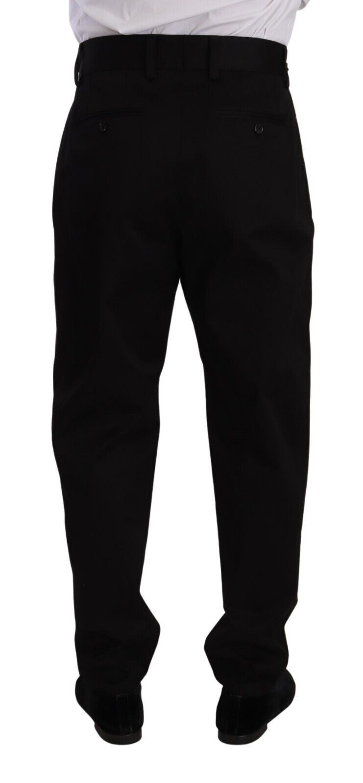 Men’s Dolce & Gabbana Black Cotton High Waist Men Trouser Dress Pants
