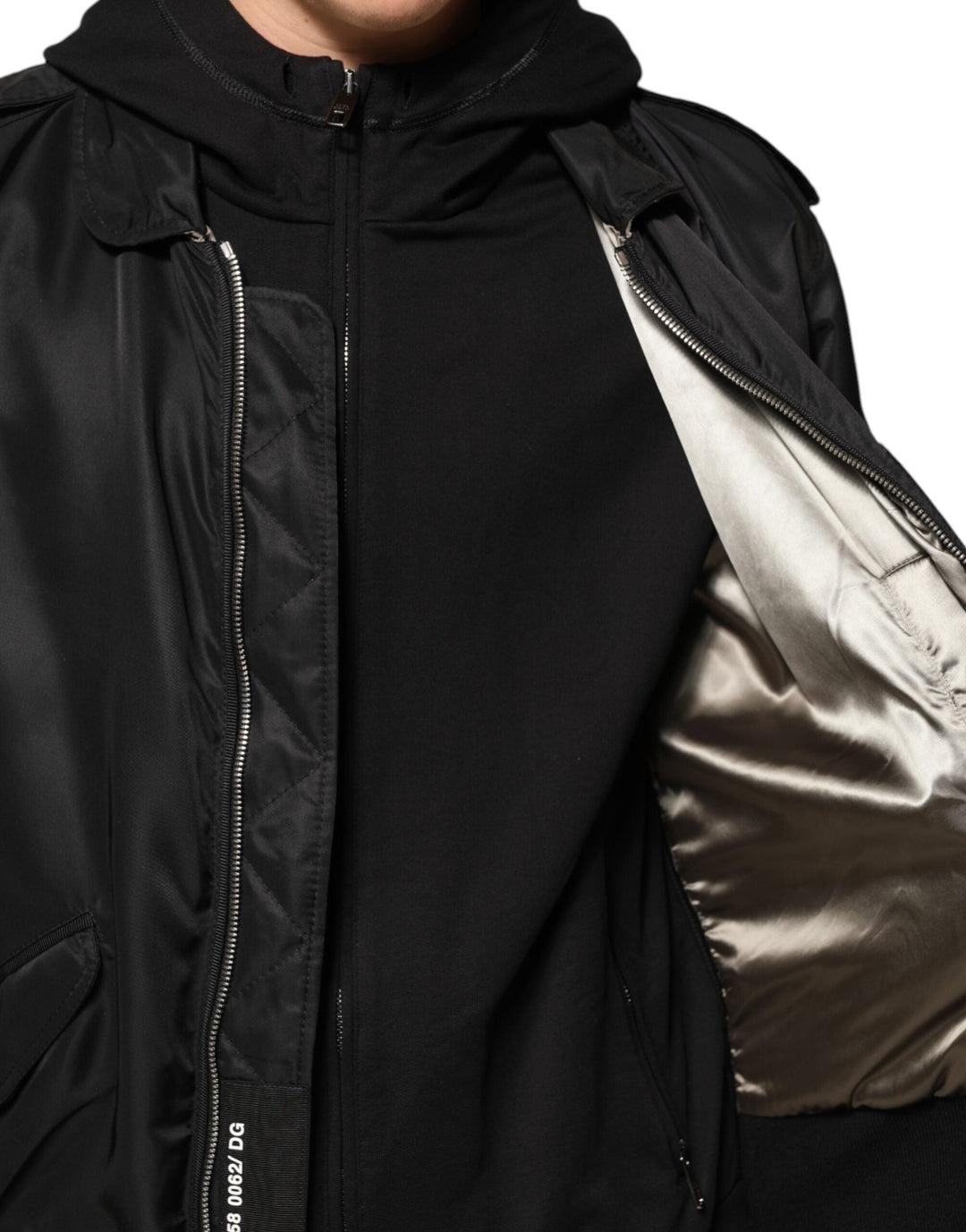 Men’s Dolce &amp; Gabbana Black Cotton Hooded Full Zip Bomber Jacket