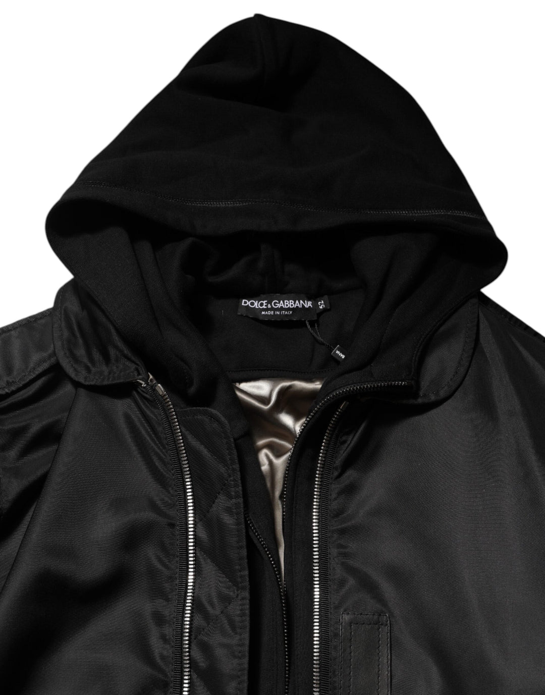 Men’s Dolce &amp; Gabbana Black Cotton Hooded Full Zip Bomber Jacket