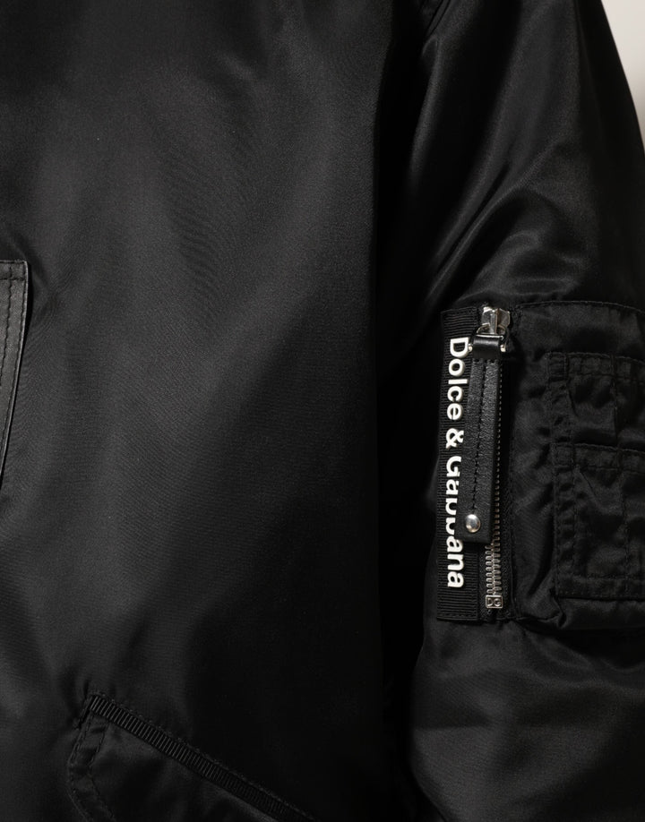 Men’s Dolce &amp; Gabbana Black Cotton Hooded Full Zip Bomber Jacket