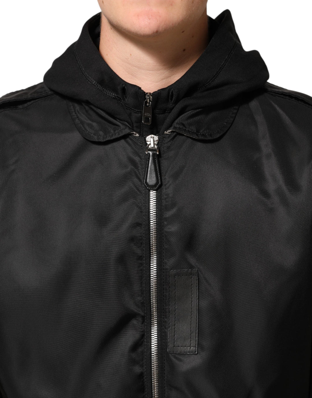Men’s Dolce &amp; Gabbana Black Cotton Hooded Full Zip Bomber Jacket