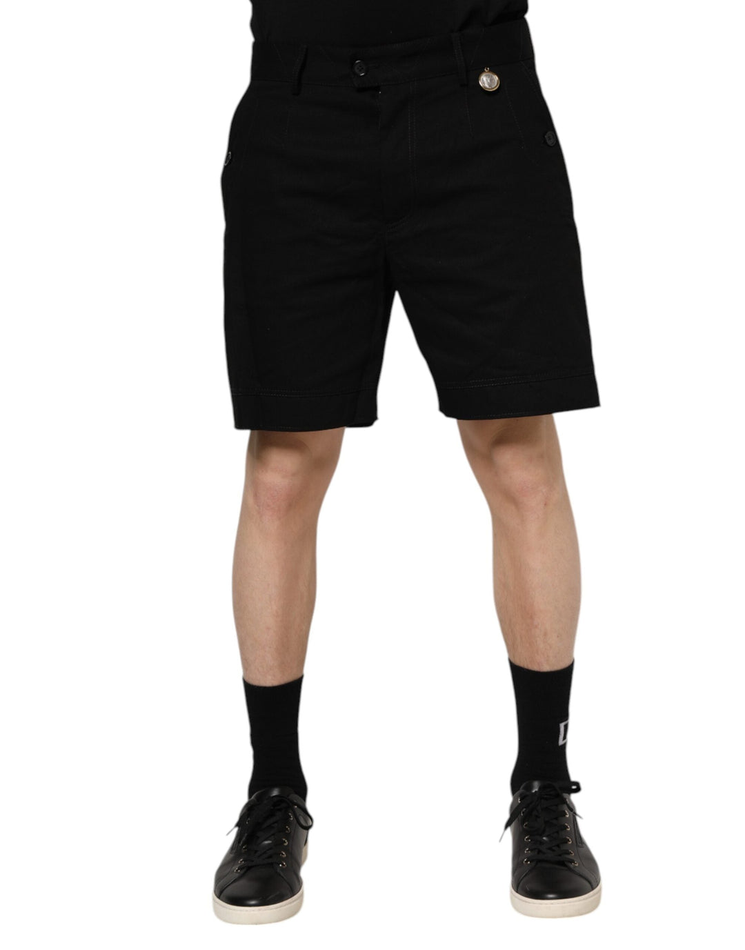 Men’s Dolce &amp; Gabbana Black Cotton Knee Length Men Bermuda Shorts