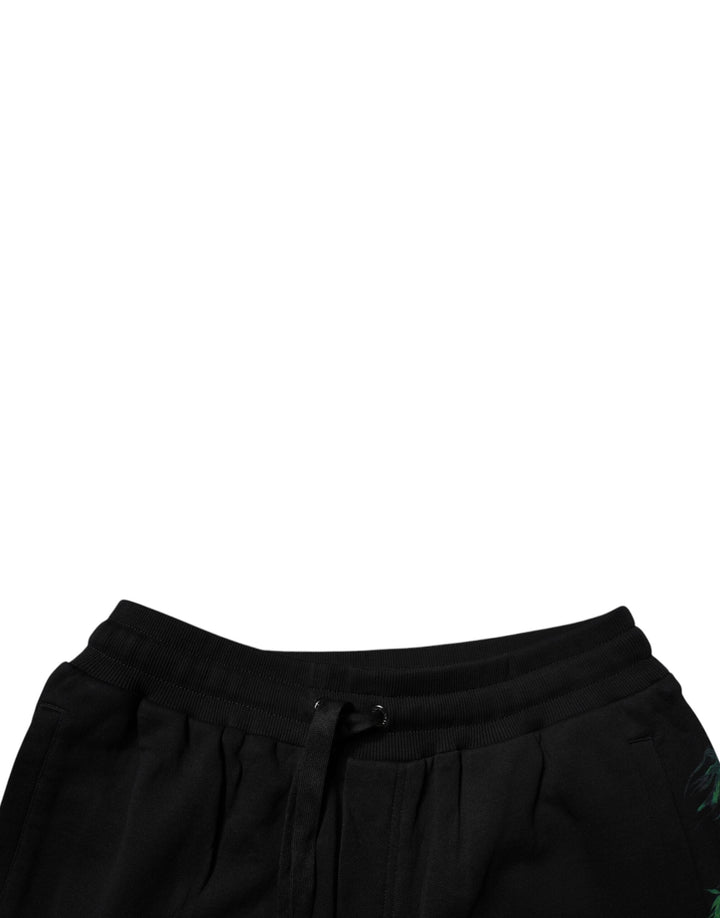 Men’s Dolce &amp; Gabbana Black Cotton Logo Floral Print Bermuda Shorts