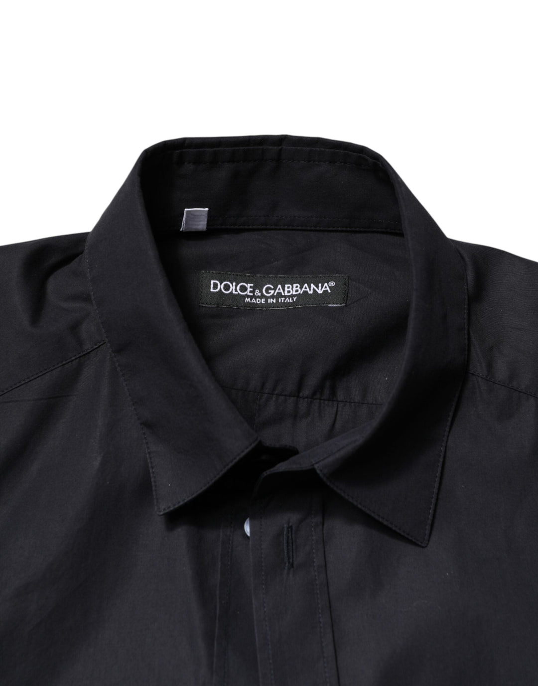 Dolce &amp; Gabbana Black Cotton Long Sleeves Dress Formal Shirt