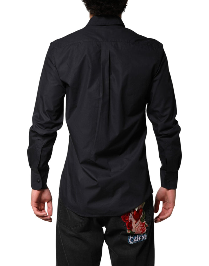 Men’s Dolce &amp; Gabbana Black Cotton Long Sleeves Dress Formal Shirt