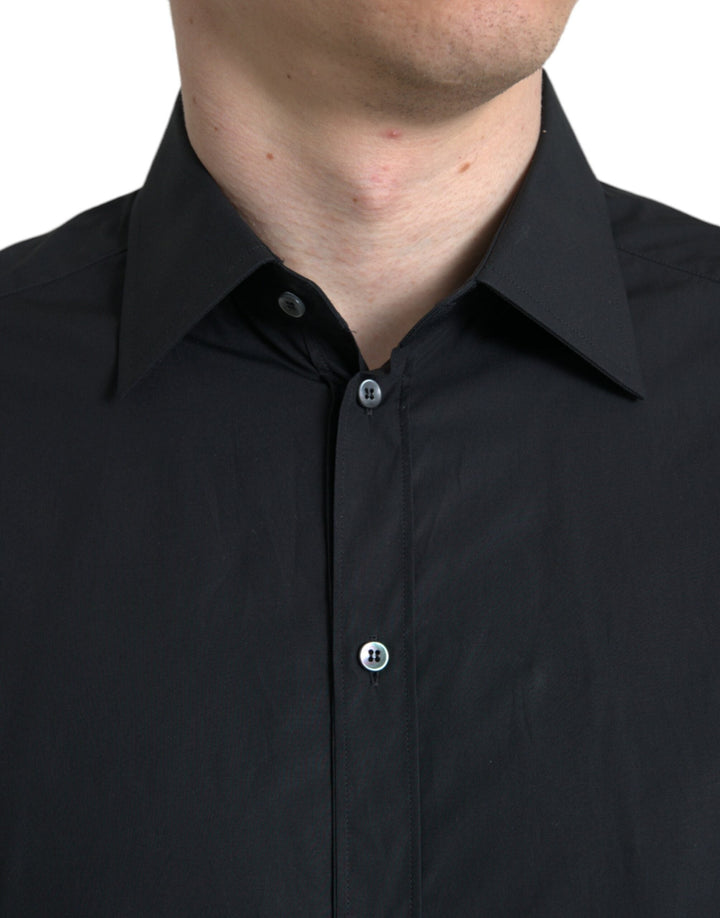 Men’s Dolce &amp; Gabbana Black Cotton Men Formal Gold Dress Shirt