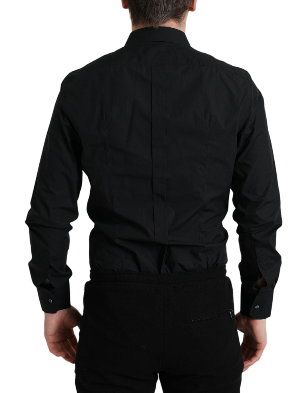 Men’s Dolce &amp; Gabbana Black Cotton Men Formal Gold Dress Shirt