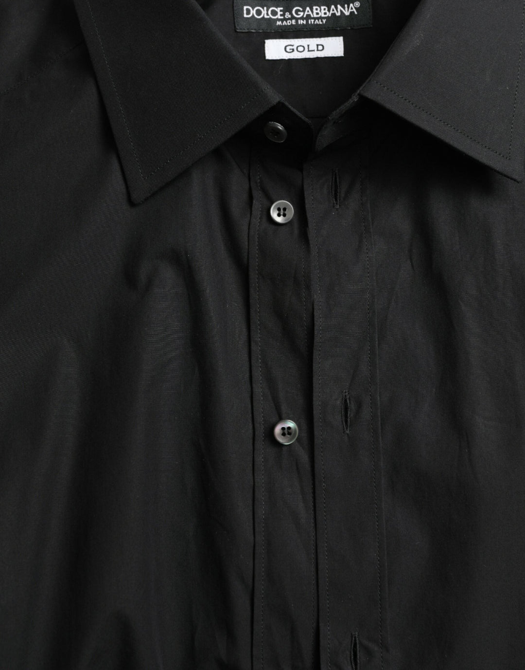 Men’s Dolce &amp; Gabbana Black Cotton Men Formal Gold Dress Shirt