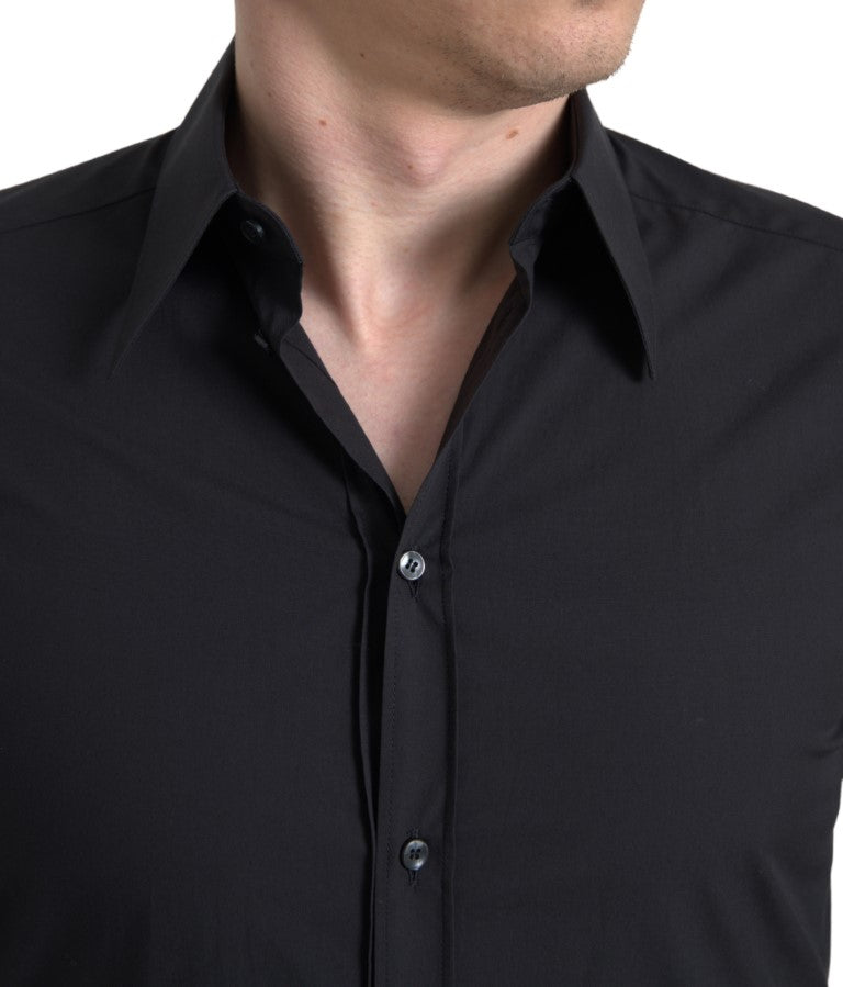 Men’s Dolce &amp; Gabbana Black Cotton Men Long Sleeves Martini Shirt