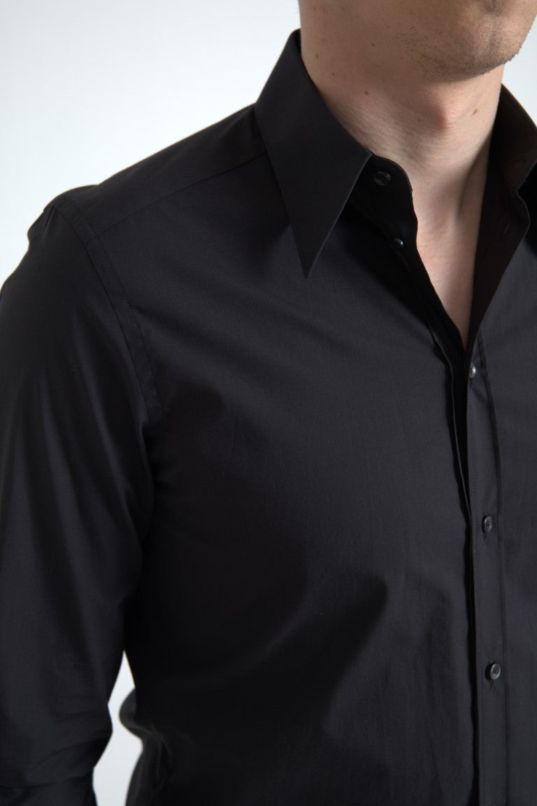 Men’s Dolce &amp; Gabbana Black Cotton Men Long Sleeves Martini Shirt