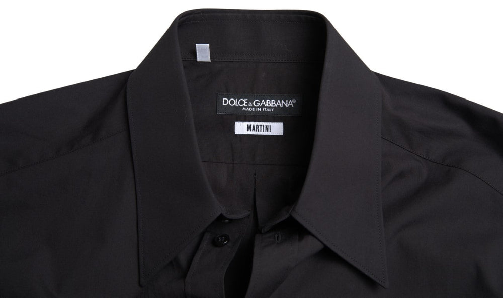 Men’s Dolce & Gabbana Black Cotton Men Long Sleeves Martini Shirt