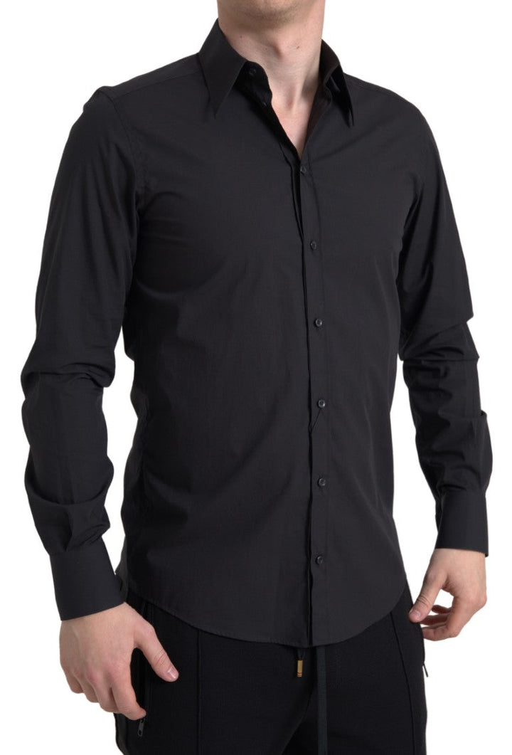 Men’s Dolce &amp; Gabbana Black Cotton Men Long Sleeves Martini Shirt