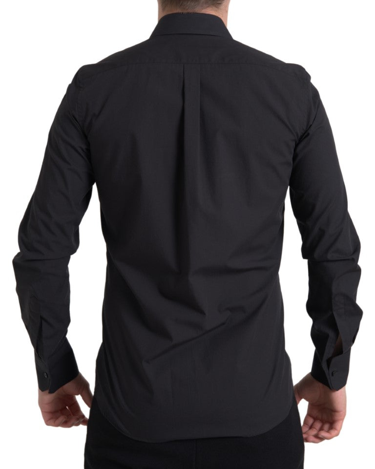 Men’s Dolce &amp; Gabbana Black Cotton Men Long Sleeves Martini Shirt