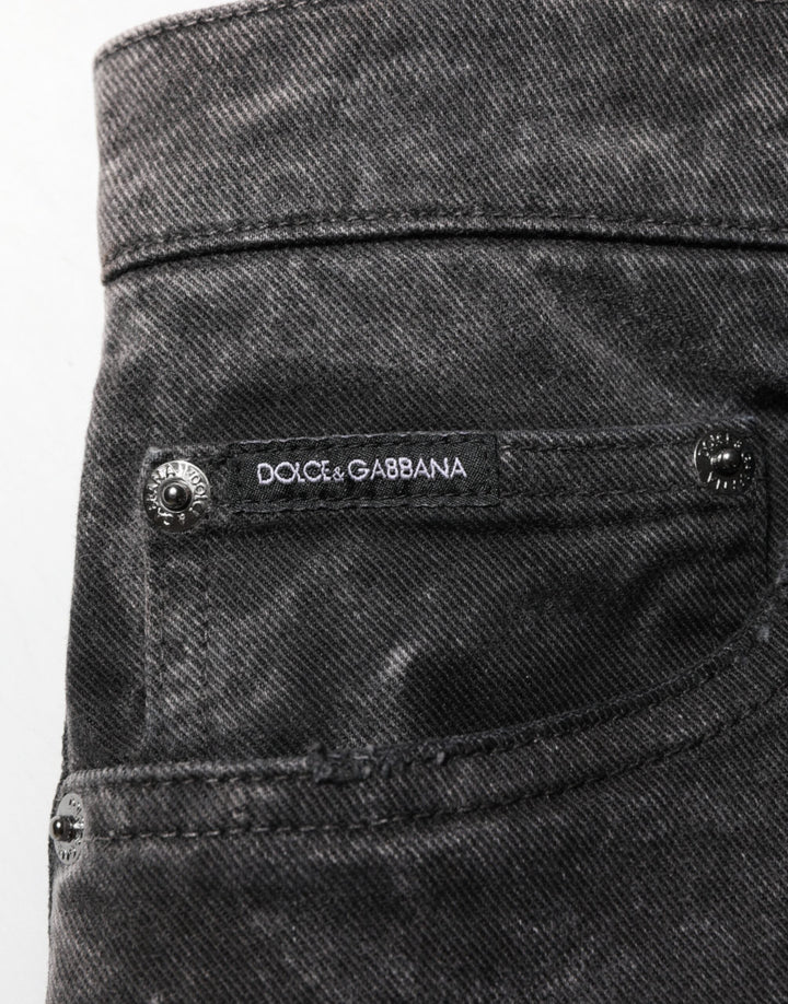 Men’s Dolce &amp; Gabbana Black Cotton Mid Waist Denim Men Bermuda Short