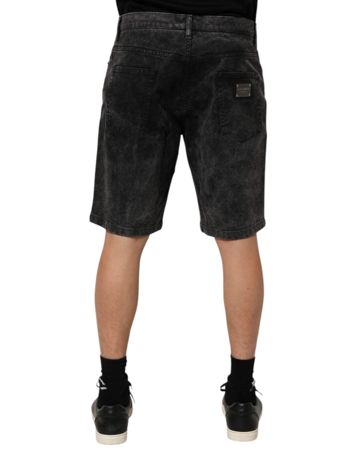 Men’s Dolce &amp; Gabbana Black Cotton Mid Waist Denim Men Bermuda Short