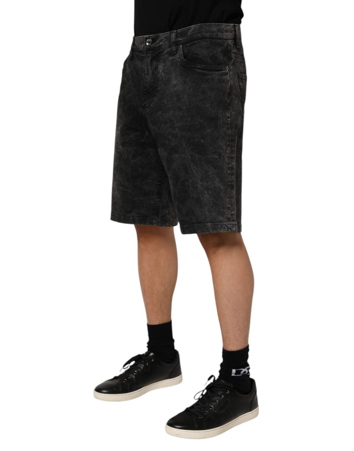 Men’s Dolce &amp; Gabbana Black Cotton Mid Waist Denim Men Bermuda Short