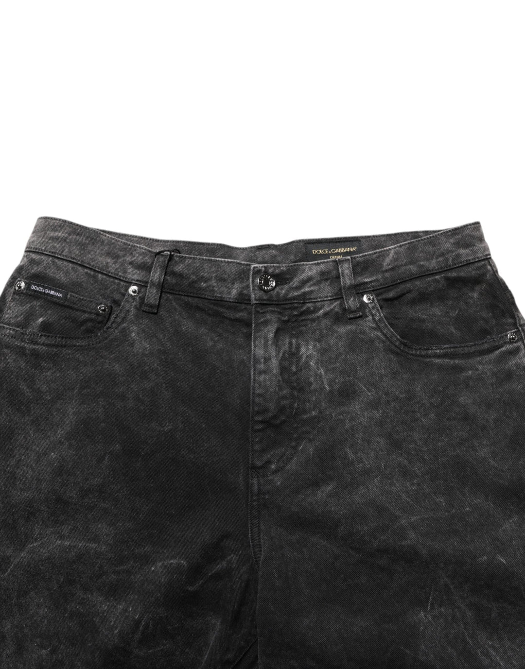 Men’s Dolce &amp; Gabbana Black Cotton Mid Waist Denim Men Bermuda Short