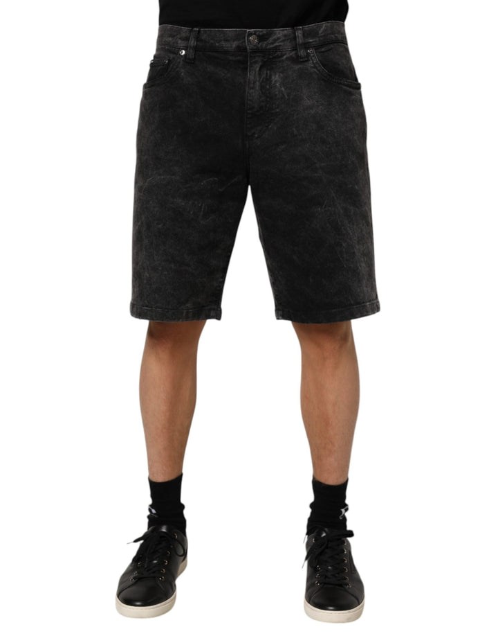 Men’s Dolce &amp; Gabbana Black Cotton Mid Waist Denim Men Bermuda Short
