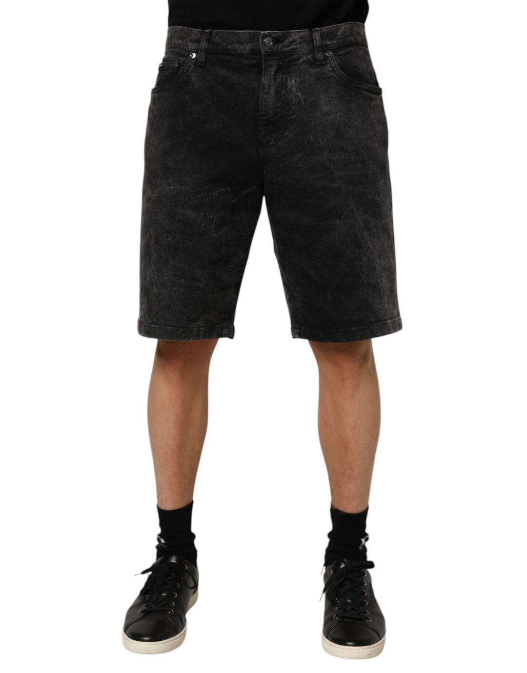 Men’s Dolce &amp; Gabbana Black Cotton Mid Waist Denim Men Bermuda Short