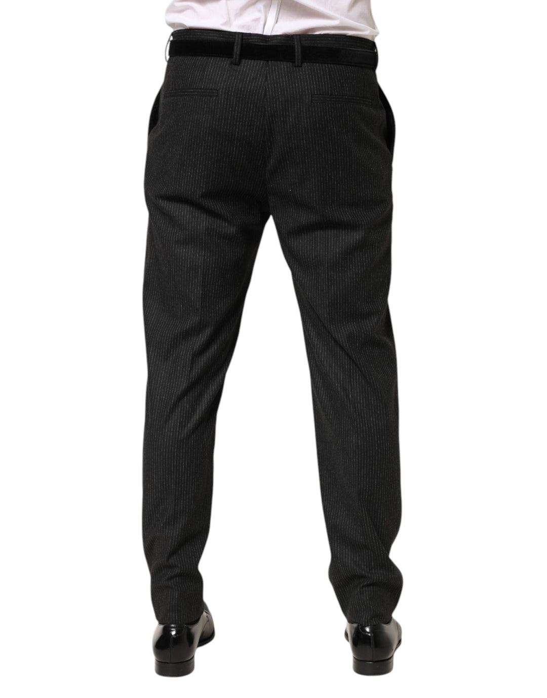 Men’s Dolce &amp; Gabbana Black Cotton Mid Waist Dress Trouser Pants