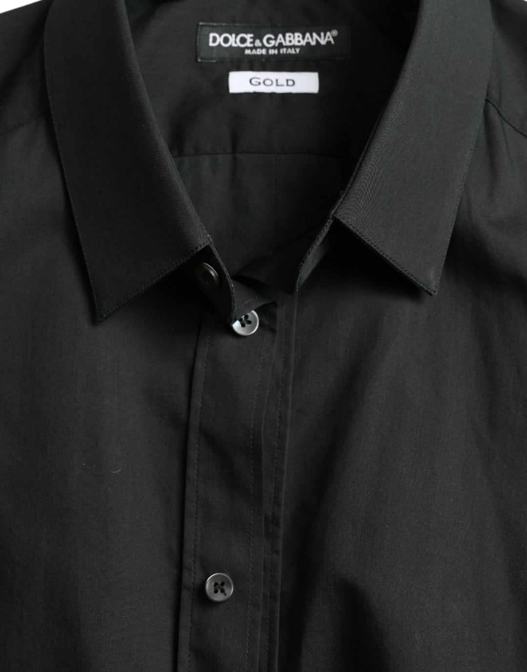 Men’s Dolce &amp; Gabbana Black Cotton Silk Formal Gold Dress Shirt