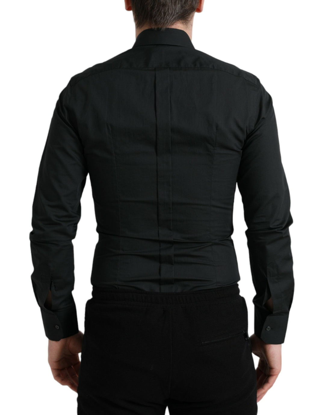 Men’s Dolce &amp; Gabbana Black Cotton Silk Formal Gold Dress Shirt