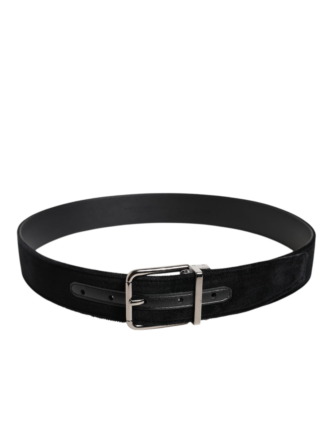 Dolce &amp; Gabbana Black Cotton Silver Metal Buckle Belt