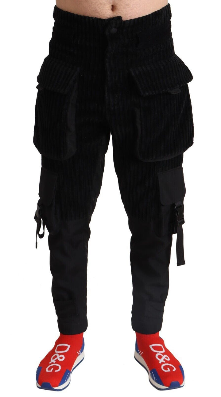 Men’s Dolce &amp; Gabbana Black Cotton Skinny Corduroy Cargo Pants