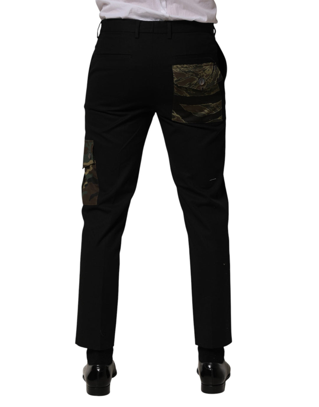 Men’s Dolce &amp; Gabbana Black Cotton Skinny Dress Cargo Trouser Pants