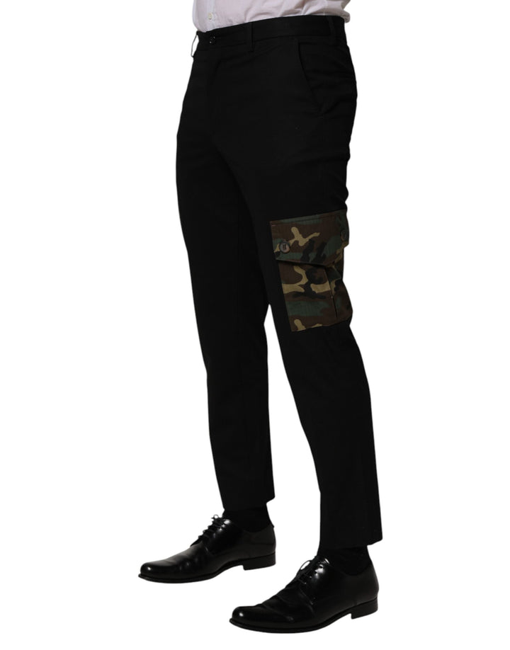Men’s Dolce &amp; Gabbana Black Cotton Skinny Dress Cargo Trouser Pants
