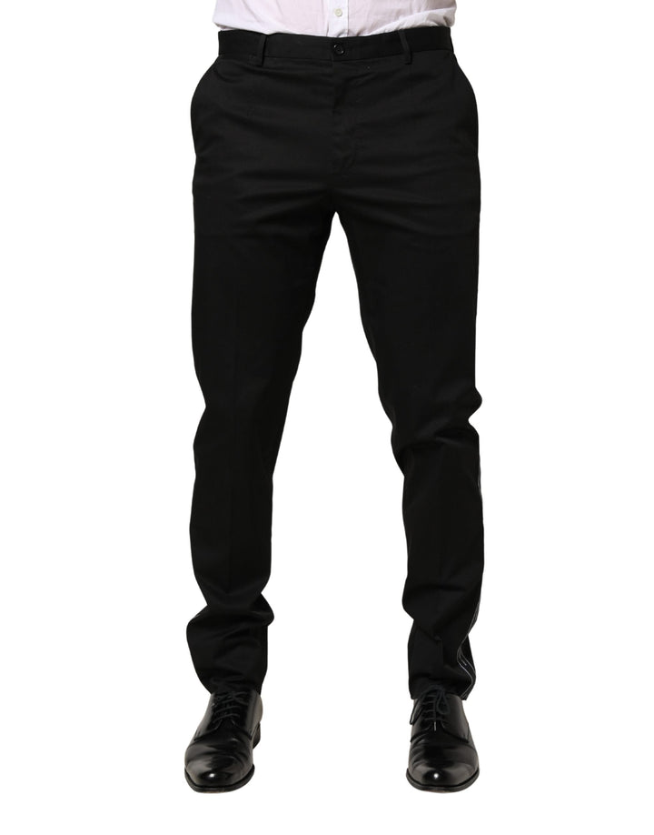 Men’s Dolce &amp; Gabbana Black Cotton Skinny Men Dress Trouser Pants