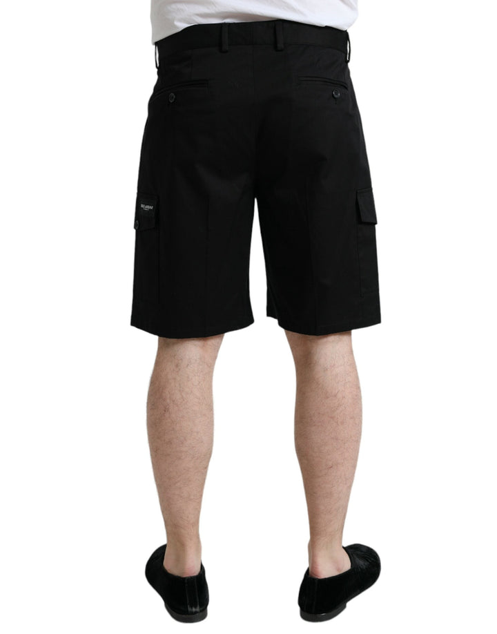 Men’s Dolce &amp; Gabbana Black Cotton Stretch Cargo Bermuda Shorts