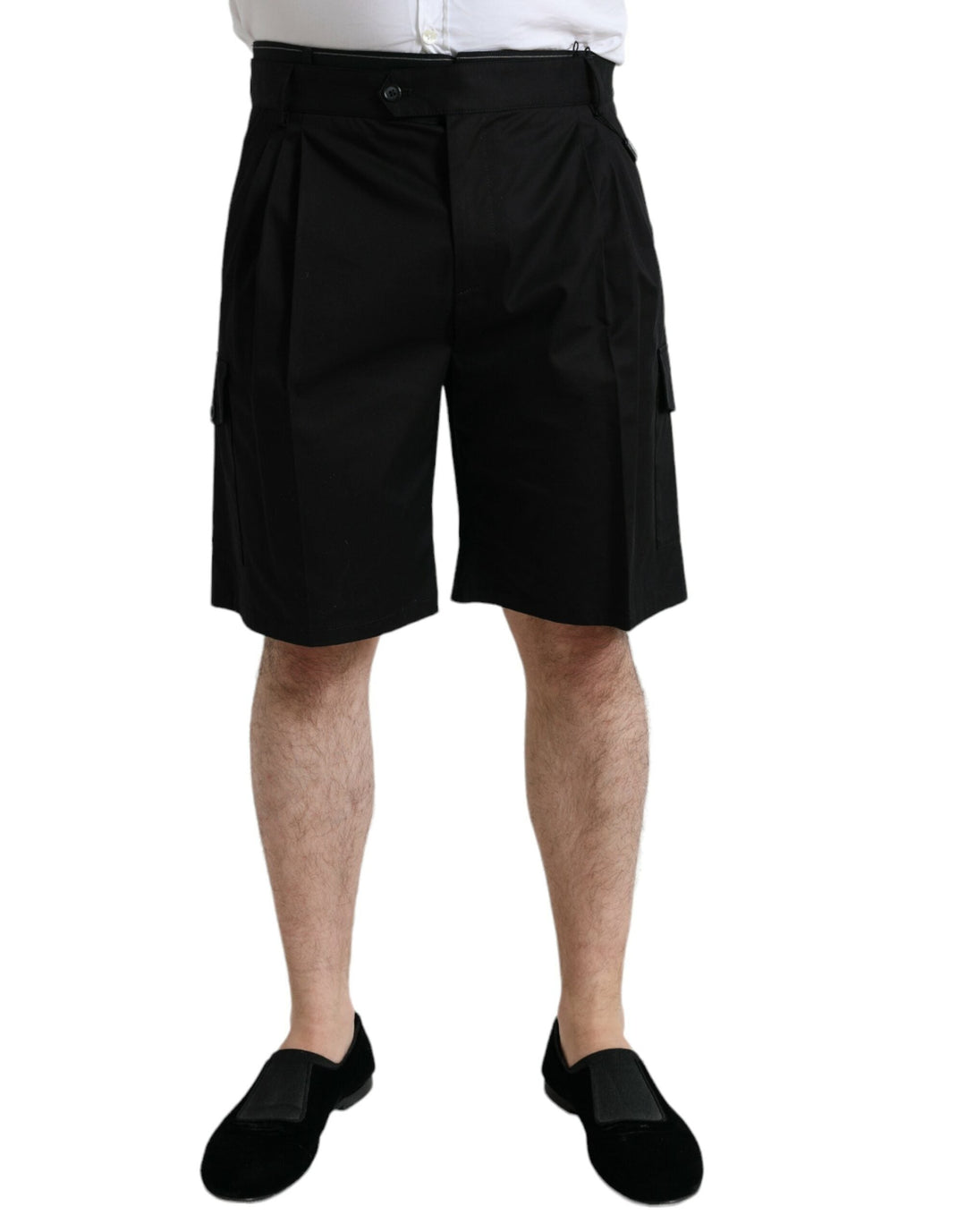 Men’s Dolce &amp; Gabbana Black Cotton Stretch Cargo Bermuda Shorts