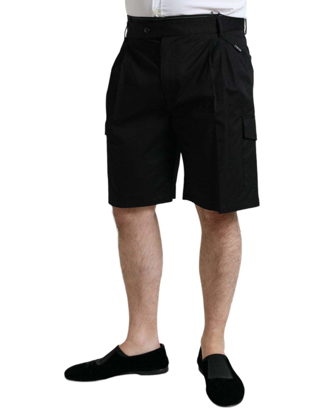 Men’s Dolce &amp; Gabbana Black Cotton Stretch Cargo Bermuda Shorts