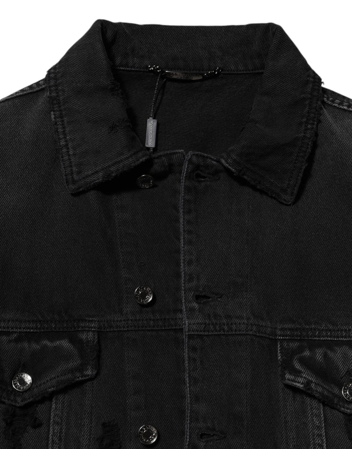 Men’s Dolce &amp; Gabbana Black Cotton Stretch Denim Blouson Jacket