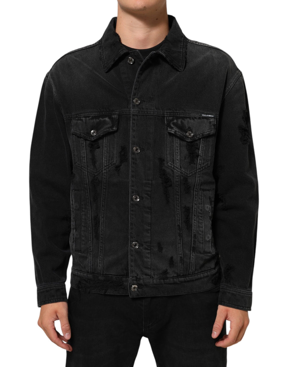 Men’s Dolce & Gabbana Black Cotton Stretch Denim Blouson Jacket