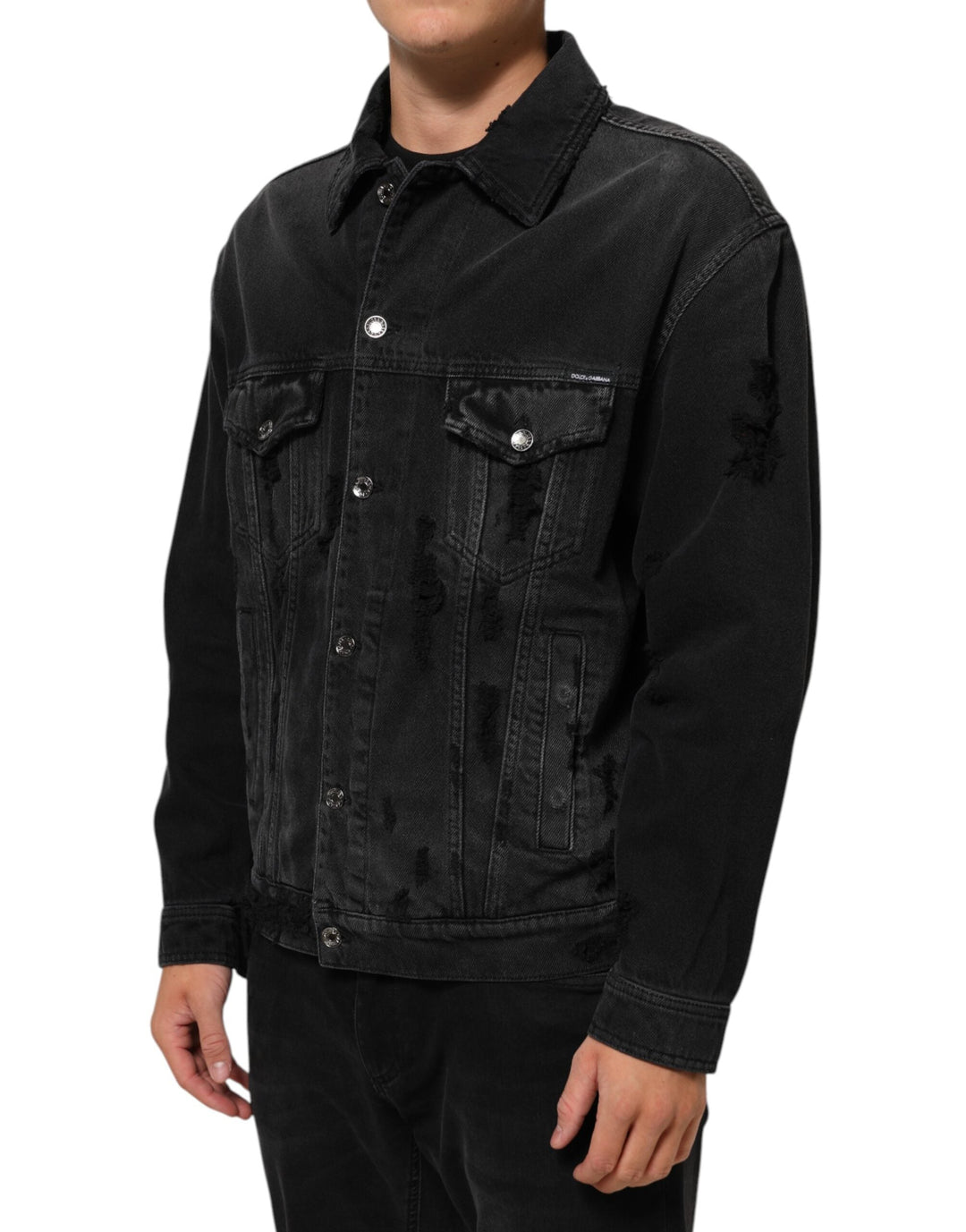Men’s Dolce &amp; Gabbana Black Cotton Stretch Denim Blouson Jacket