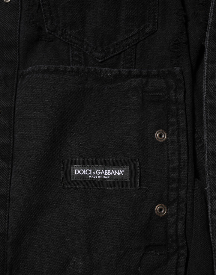 Men’s Dolce &amp; Gabbana Black Cotton Stretch Denim Blouson Jacket